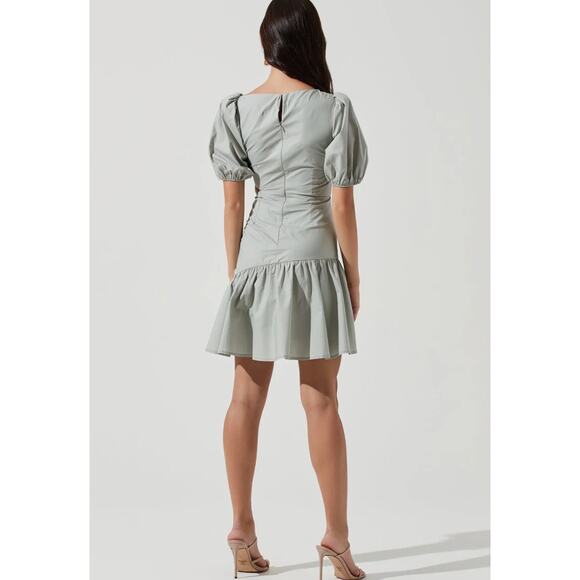 ASTR The Label Mayfair Cutout Cocktail Wedding Guest Dress In Sage Green - Picture 3 of 7